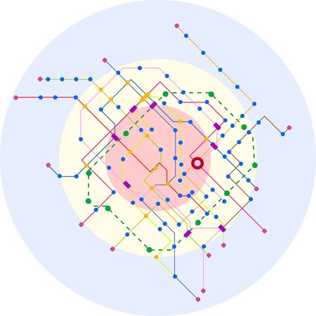 Public transport map, subway plan, fictional vector illustration,free copy spaceのイラスト素材