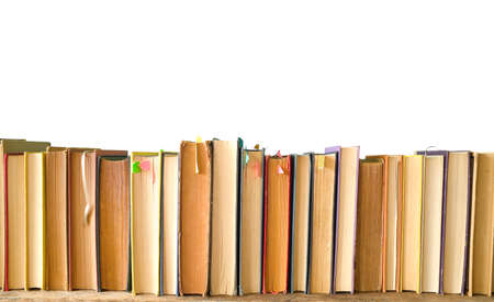 Row of books isolated background, free copy space.Reading, education, literature, library conceptの写真素材