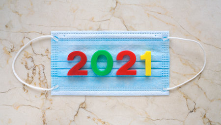 New year 2021 on face mask