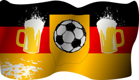 Grungy Germany soccer flag with soccer ball and beer for the great soccer event in europe,vector illustrationのイラスト素材