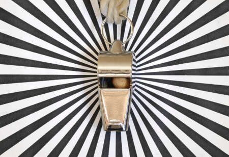 Shiny whistle of a soccer coach or refereeの写真素材