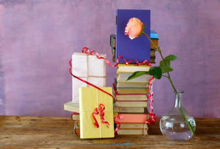 books as birthday present,personal gift,reading,literature,education,personal holiday concept