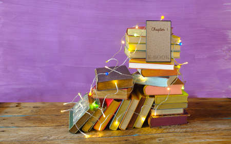 E-books as birthday present, personal gift,reading,online,digital book,literature,education,making a gift conceptの写真素材