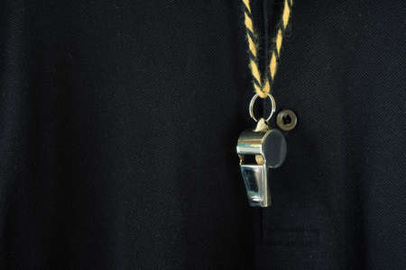 Whistle of soccer referee on football shirt or jersey.Great soccer event this  year, soccer championship conceptの写真素材