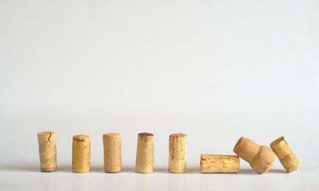 collection of wine corks, isolated on white backgroundの写真素材