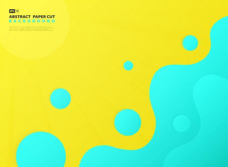 Abstract gradient blue wavy pattern design decoration on yellow background.のイラスト素材