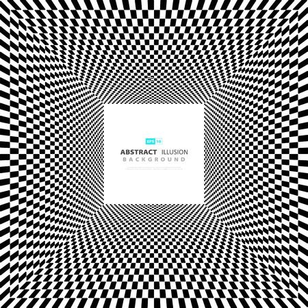 Abstract minimal square black and white illusion background with space of text.のイラスト素材