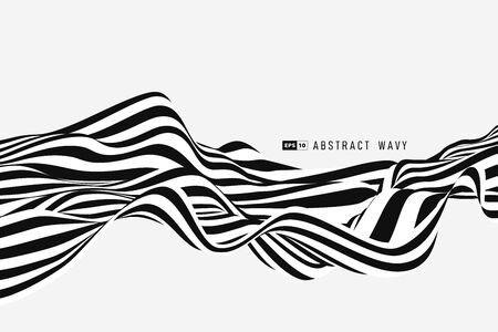 Abstract black and white minimal stripe line 3D decoration artwork.のイラスト素材