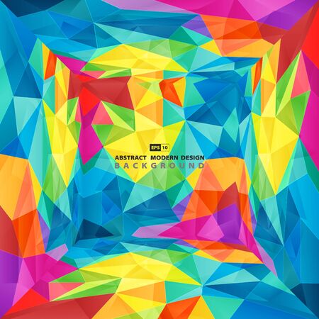 Abstract colorful polygon presentation of new tech design cover background.のイラスト素材
