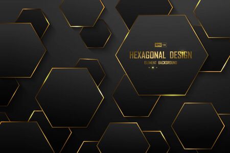Abstract gradient black of luxury hexagon pattern design decoration background.のイラスト素材