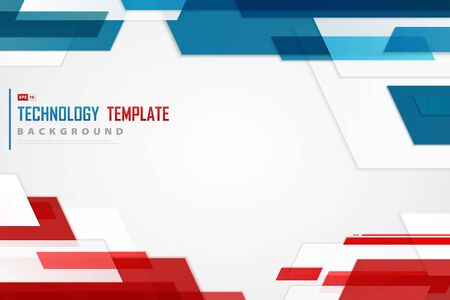 Abstract blue red tech template of contrast presentation template design.のイラスト素材