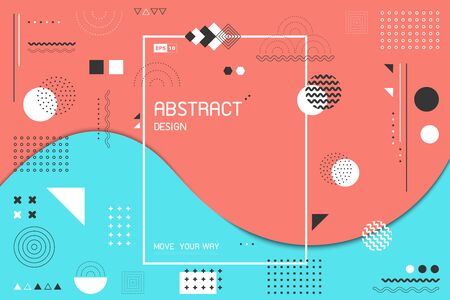 Abstract living coral and sky colors wavy design of decoration background with copy space.のイラスト素材