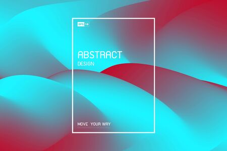 Abstract fluid mesh design of bright blue and red decoration cover background.のイラスト素材