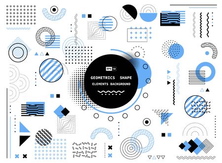 Abstract blue and black geometric shape of modern elements cover design background.のイラスト素材