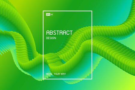Abstract gradient green fluid wavy pattern design of decorative artwork background.のイラスト素材