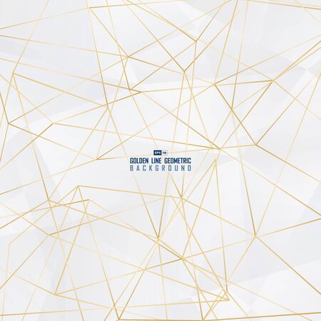 Abstract white polygonal geometric design artwork with golden line pattern background.のイラスト素材