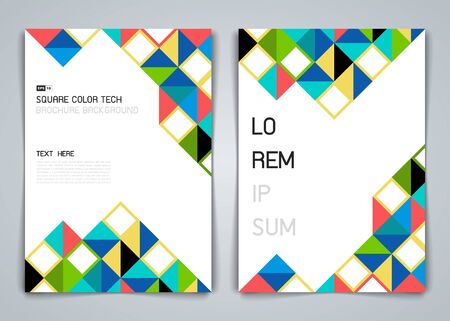 Abstract trendy minimal colorful square geometric pattern brochure design template.のイラスト素材