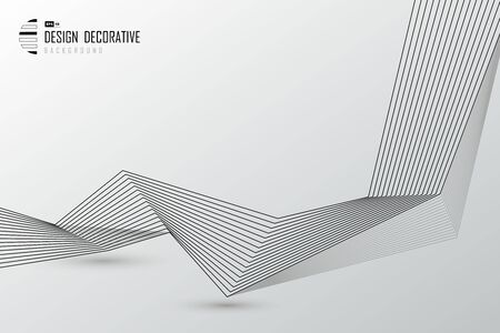 Abstract black line tech pattern artwork decorative design background.のイラスト素材