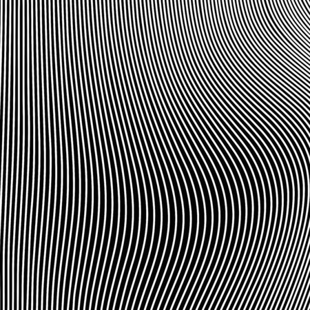 Abstract black and white line wavy pattern of op art background.のイラスト素材