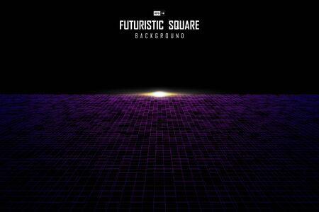 Abstract square pattern design of perspective with flare light template background.のイラスト素材