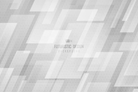Abstract gradient technology white sheet overlap pattern design with halftone decorative background.のイラスト素材