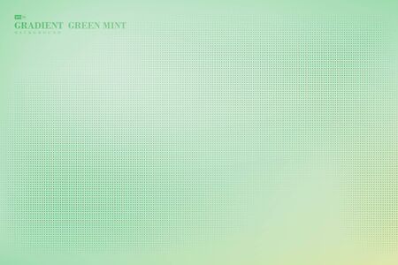 Abstract trendy design of soft  gradient green mint color decorate with halftone pattern artwork background.のイラスト素材
