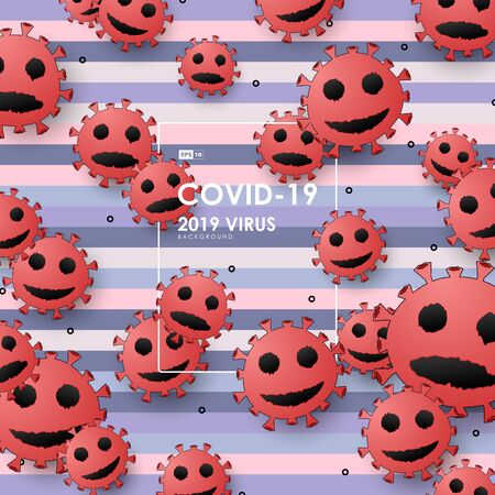 Abstract covid-19 virus pattern design on color line background.のイラスト素材