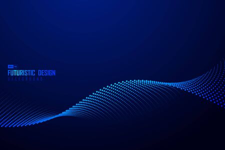 Abstract gradient blue wavy line of particle pattern artwork background.のイラスト素材