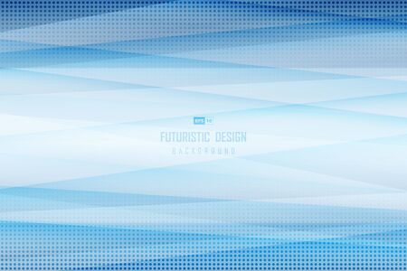 Abstract gradient blue template of tech with geometry dot halftone pattern design. Use for presentation, ad, poster, headline, copy space of text. illustration vector eps10のイラスト素材