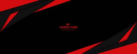 Abstract wide window of black and red technology template design artwork background.のイラスト素材