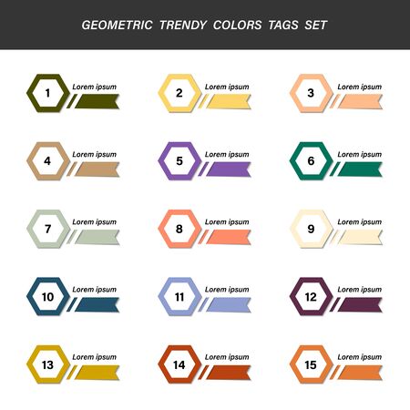 Abstract geometric business tag of color element set design background. Use for ad, poster, artwork, template design. illustration vectorのイラスト素材