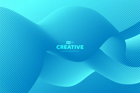 Abstract gradient blue fluid shape pattern of cover design background. Use for ad, poster, artwork, template design, print. illustration vectorのイラスト素材