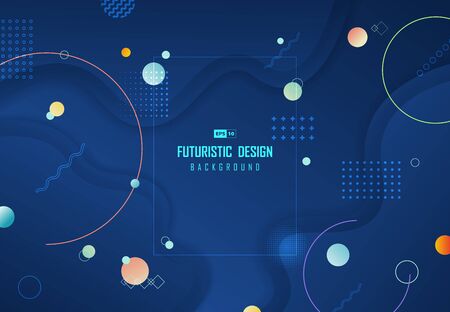 Abstract dark blue technology of fluid design shape artwork background. Use for ad, poster, cover, template. illustration vectorのイラスト素材