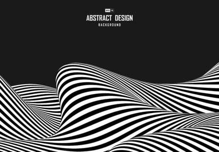Abstract black and white op art design of distortion cover background. Use for ad, poster, cover, presentation. illustration eps10のイラスト素材