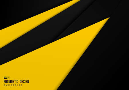 Abstract black and yellow tech overlap design background. Use for ad, poster, artwork, design, cover, print. illustration vectorのイラスト素材
