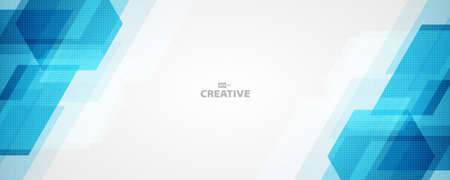 Abstract wide blue technology design of rectangle pattern and halftone artwork background. Use for ad, poster, template design, print. illustration vectorのイラスト素材