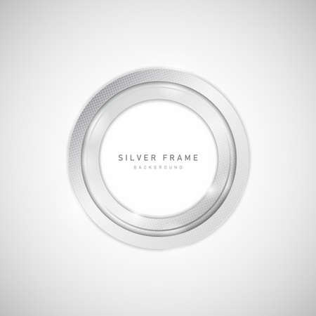 Abstract silver metal of circle frame design with halftone and glare design element. Use for ad, poster, element design. illustration vector eps10のイラスト素材