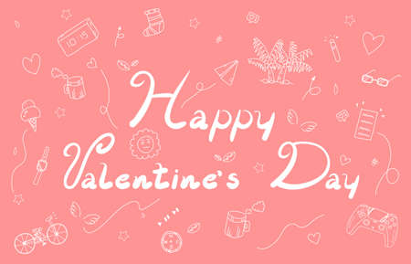 Abstract doodle design of hand drawing style of Valentines' Day template. Minimal style for art decoration background. illustration vectorのイラスト素材