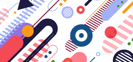 Abstract creative dynamic geometric wide elements artwork cover background. Use for ad, poster, template design, print. illustration vectorのイラスト素材