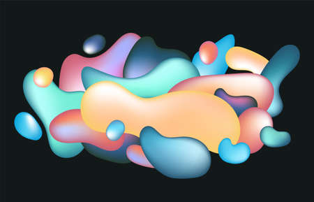 Abstract colorful fluid 3d shape pattern style template. Overlapping with header design background. illustration vectorのイラスト素材