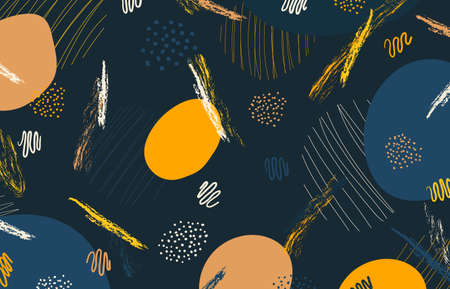 Abstract fresh style doodle of colors style decorative artwork template. Overlapping with brush and...