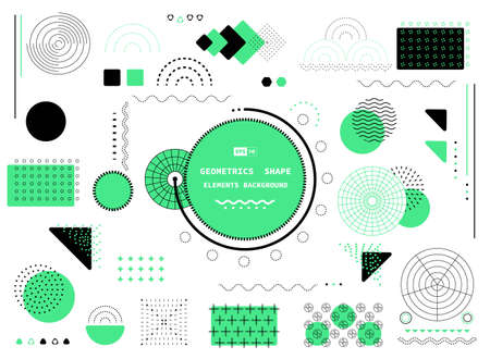 Abstract green and black geometric shape of rectangle modern elements form design. Lines style of circle and geometric header background. illustration vectorのイラスト素材