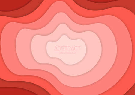 Abstract living coral color design wavy pattern decorative style header template. Overlapping with shadow style background. illustration vectorのイラスト素材
