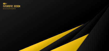 Abstract black and yellow wide tech overlap design background. Overlapping design for cover. illustration vectorのイラスト素材