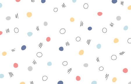 Abstract color dots pattern design of pattern style artwork. Overlapping for doodles style hand drawing background. illustration vectorのイラスト素材
