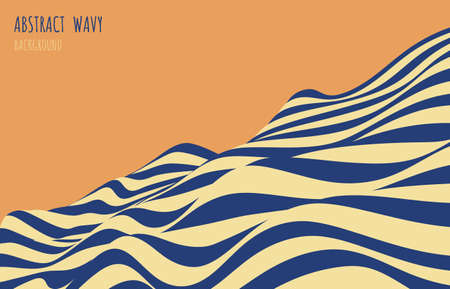 Abstract blue and yellow wavy design stripe line swirl pattern decorative template. Minimal design artwork background. illustration vectorのイラスト素材