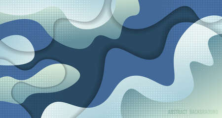 Abstract gradient blue design of rounded lines pattern decorative template. Overlapping with copy space of text in center background. illustration vectorのイラスト素材