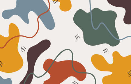 Abstract doodle organic shapes pattern design decorative template. Overlapping style of minimal colorful background. Illustration vectorのイラスト素材