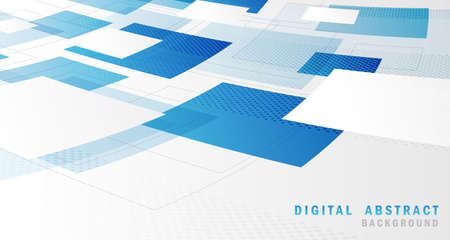 Abstract geometric of blue style with halftone futuristic template. Overlapping for ad, cover design, artwork background. Illustration vectorのイラスト素材