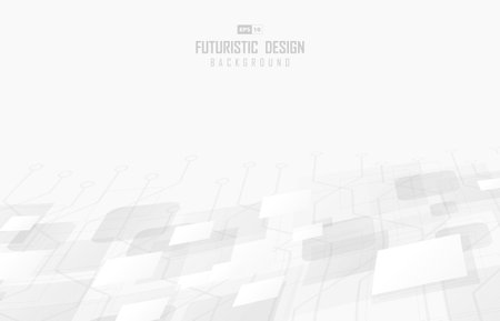 Abstract white square geometric technology halftone decorative. Overlapping design for simple background. Illustration vectorのイラスト素材
